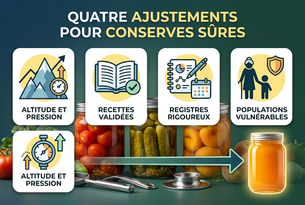 Maîtriser la mise en conserve domestique sécuritaire grâce à quatre ajustements essentiels