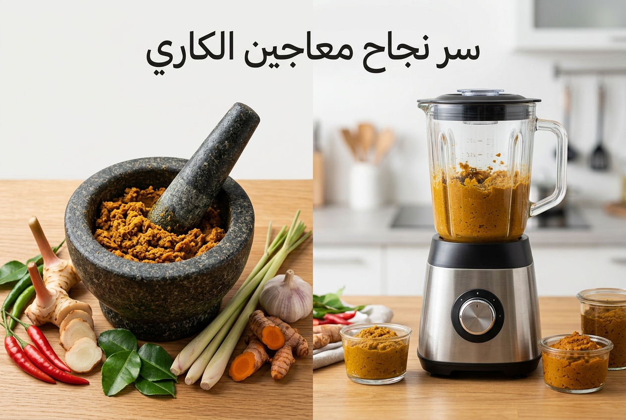الهاون والخلّاط يُنتجان معاجين كاري مختلفة