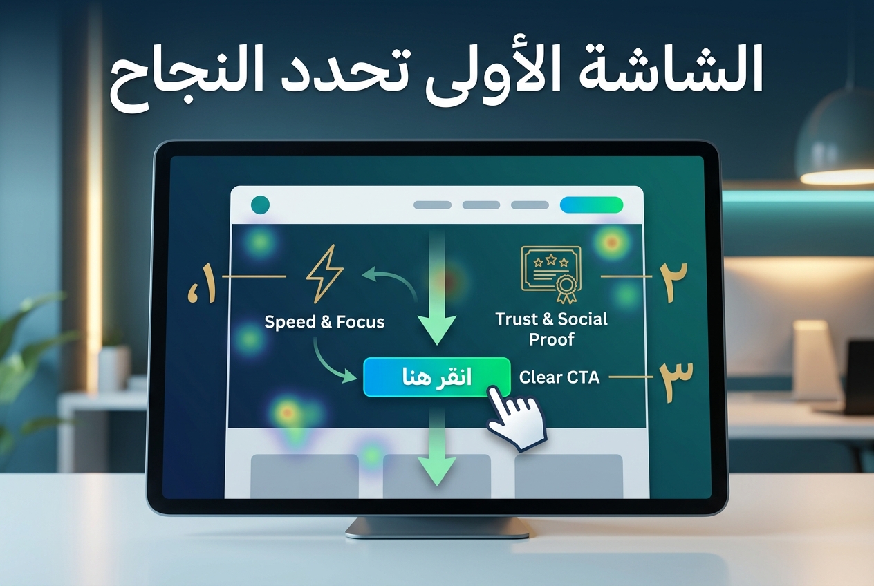 الشاشة الأولى في صفحة الهبوط تحدد كل شيء