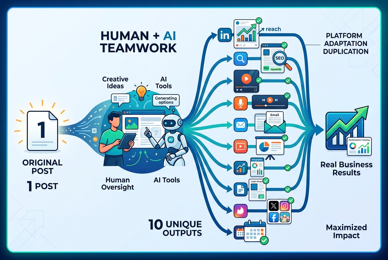 Turn One Post Into Ten Only With Human-AI Teamwork