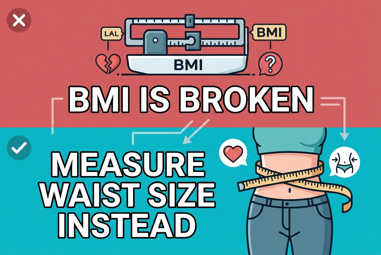 BMI Is Broken and Harms Health; Measure Waist Size Instead