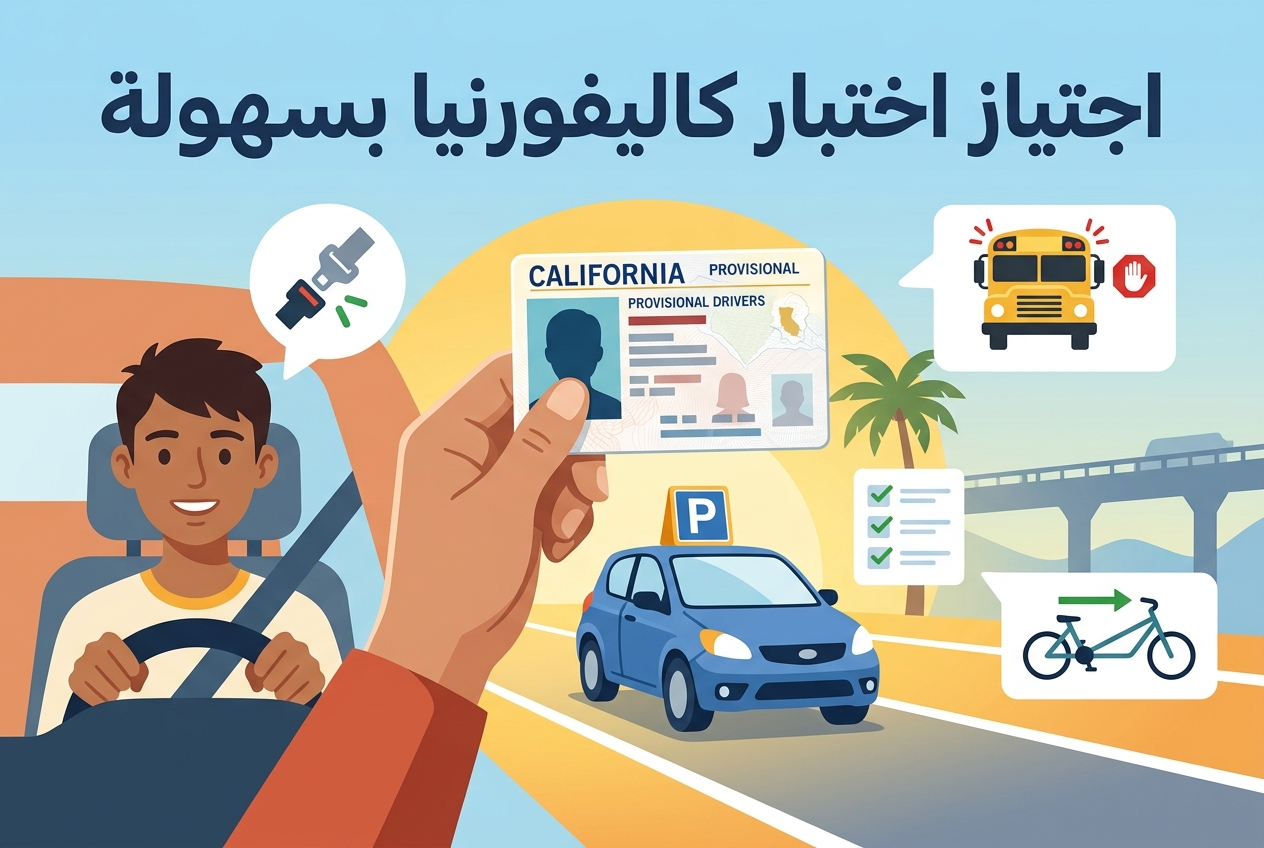 اجتياز اختبار المعرفة للحصول على رخصة القيادة المؤقتة في كاليفورنيا
