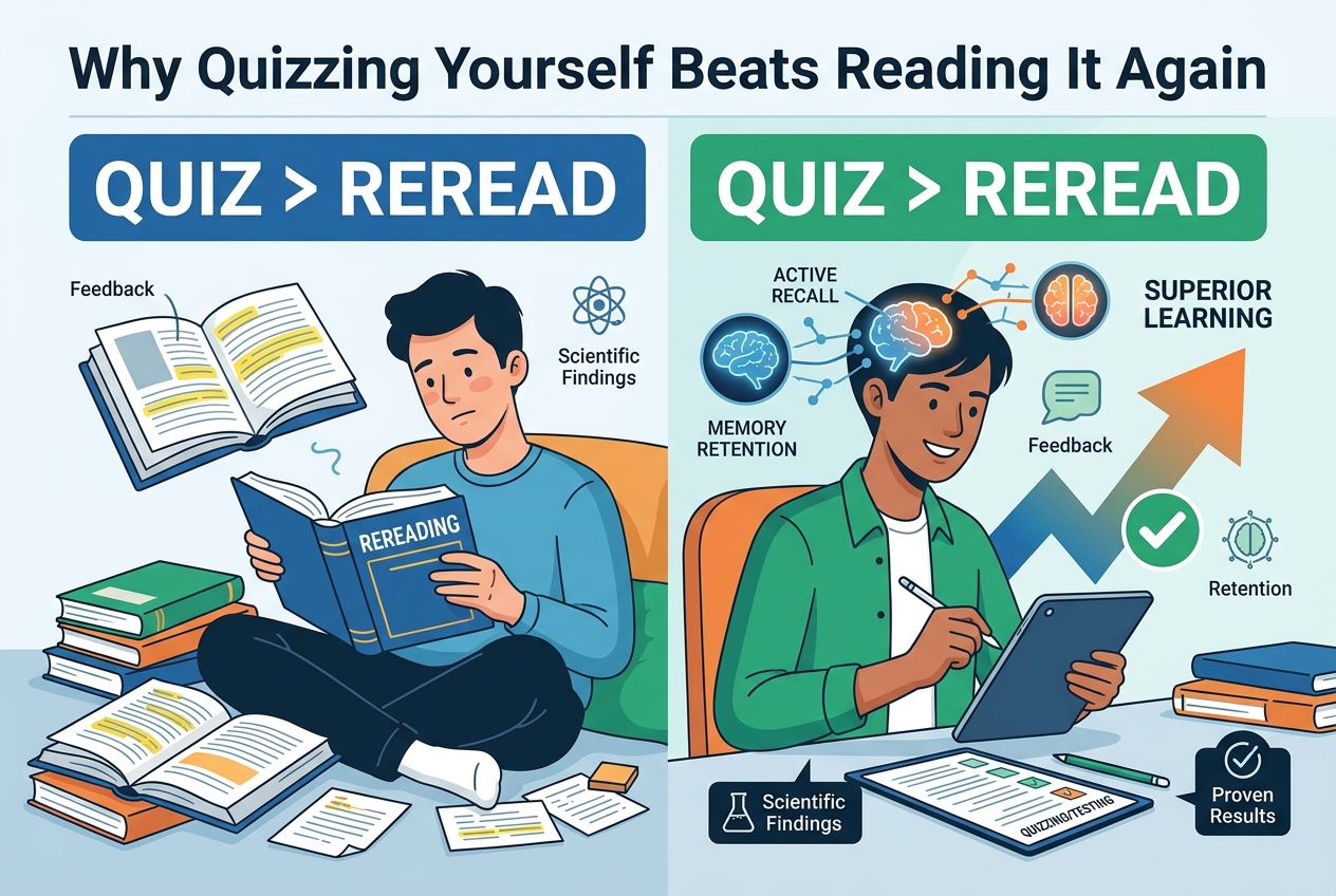 Why Quizzing Yourself Beats Reading It Again