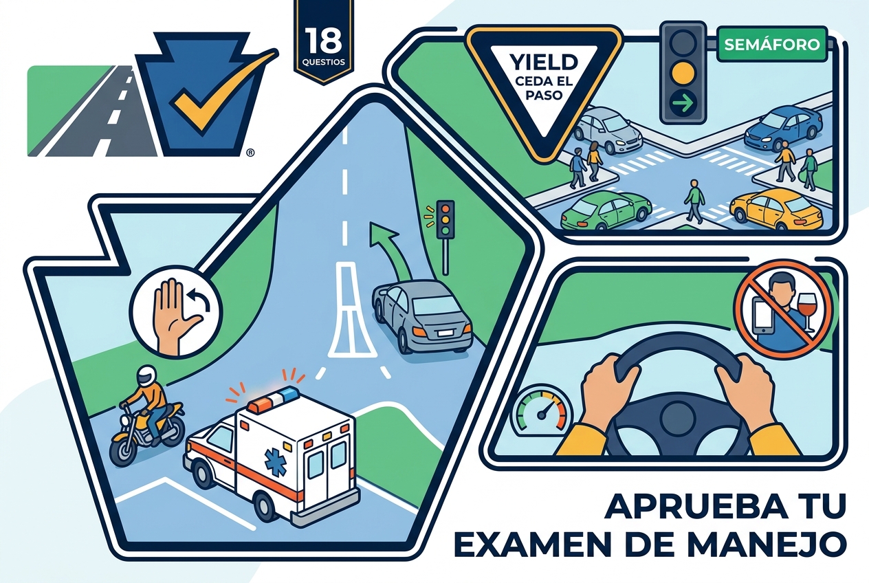 Aprueba el Examen de Conocimientos para la Licencia de Conducir de Pensilvania