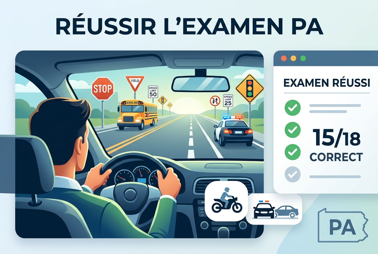 Réussir l'examen de connaissances pour le permis de conduire de Pennsylvanie