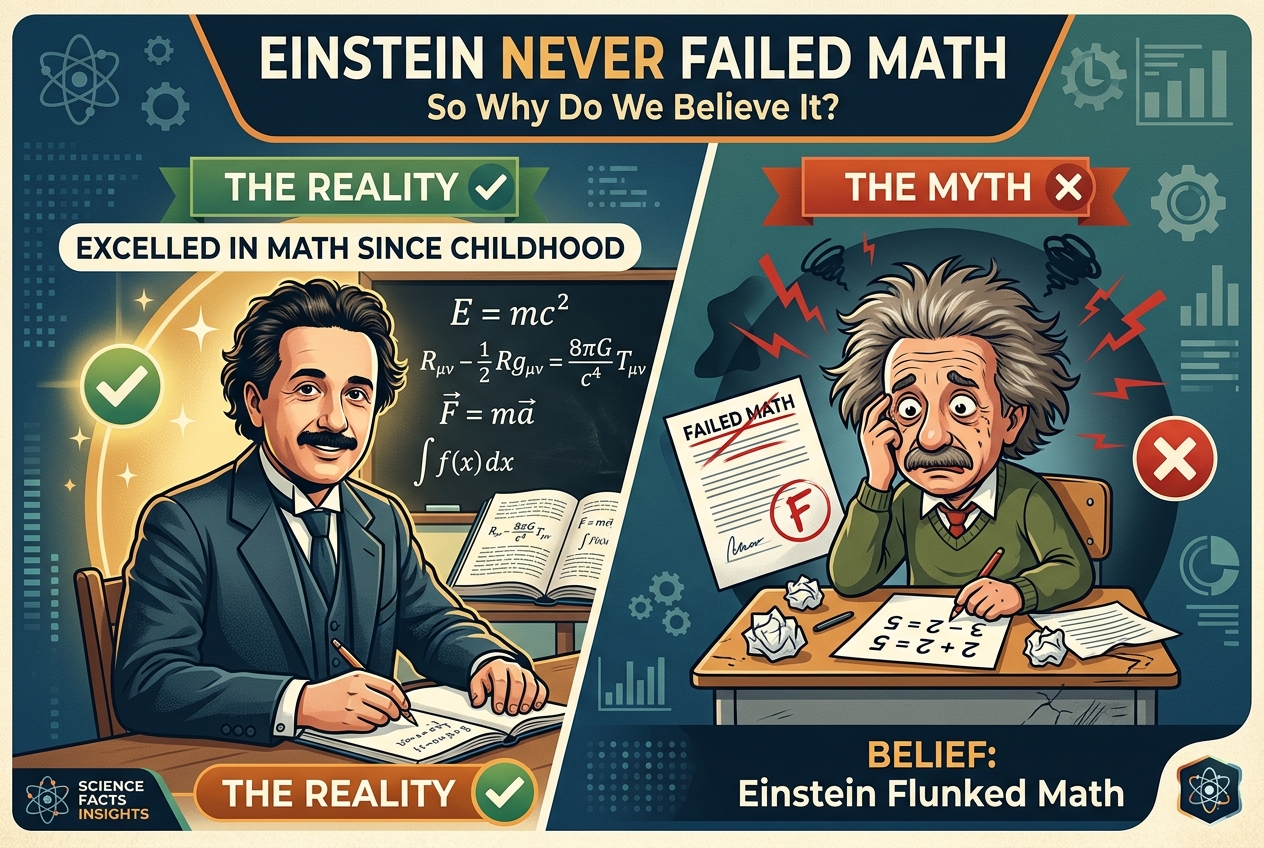 Einstein n'a jamais échoué en mathématiques, alors pourquoi y croyons-nous ?
