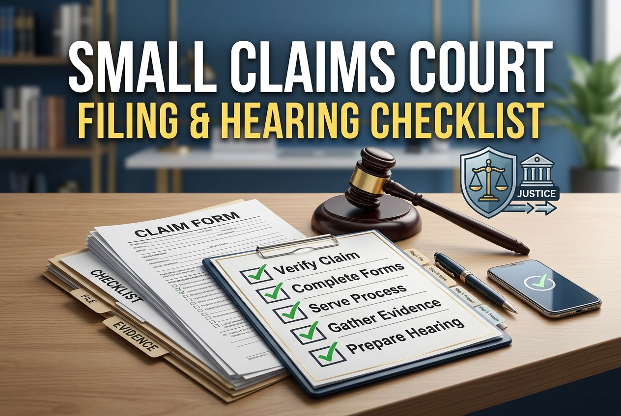 Small Claims Court Filing and Hearing Checklist