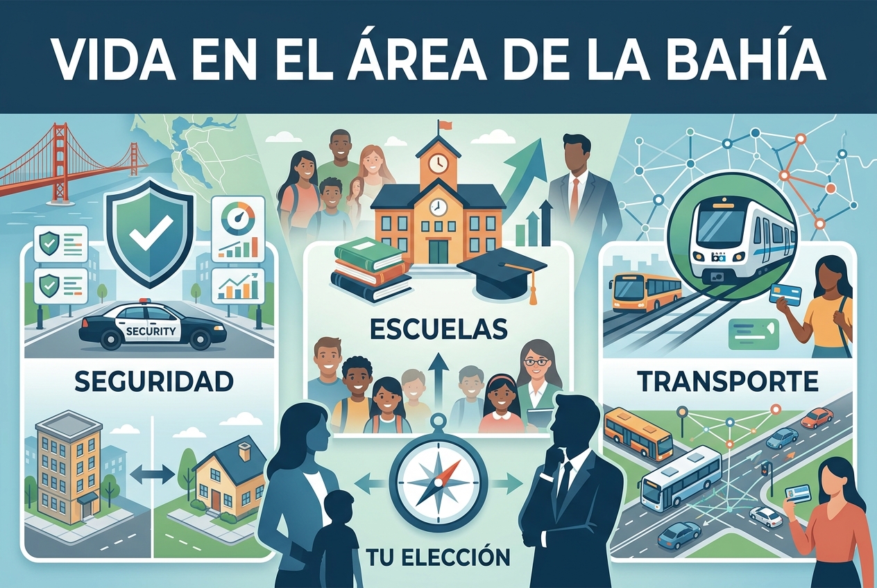 Dónde la seguridad, las escuelas y el transporte moldean las elecciones de vida en el Área de la Bahía