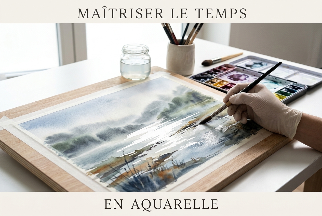 Les grandes aquarelles se font pendant que le papier sèche