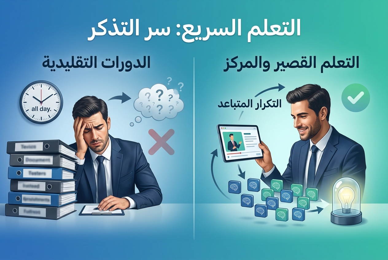 التعلم القصير والمركز يتفوق على الدورات التقليدية في تحسين التذكر