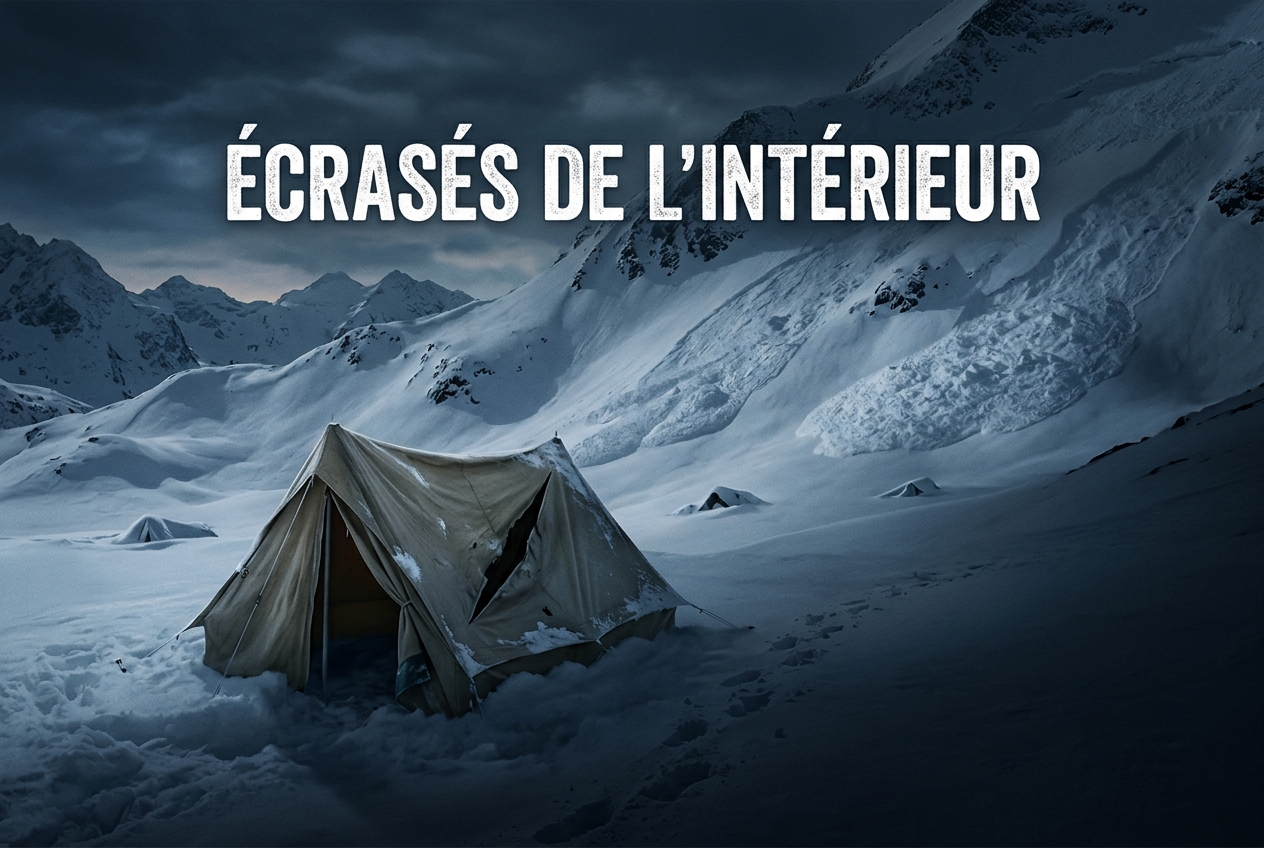 Morts dans la neige, écrasés de l'intérieur, tente coupée de l'intérieur