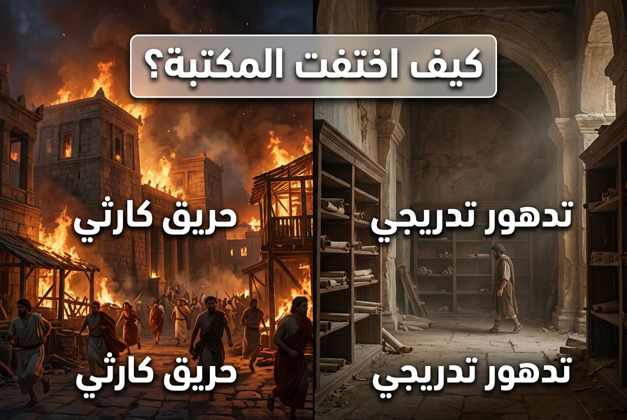 لم تحترق مكتبة الإسكندرية في ليلة واحدة