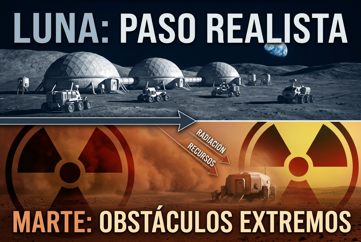 Las colonias en Marte enfrentan mayores obstáculos de radiación y recursos que los asentamientos lunares