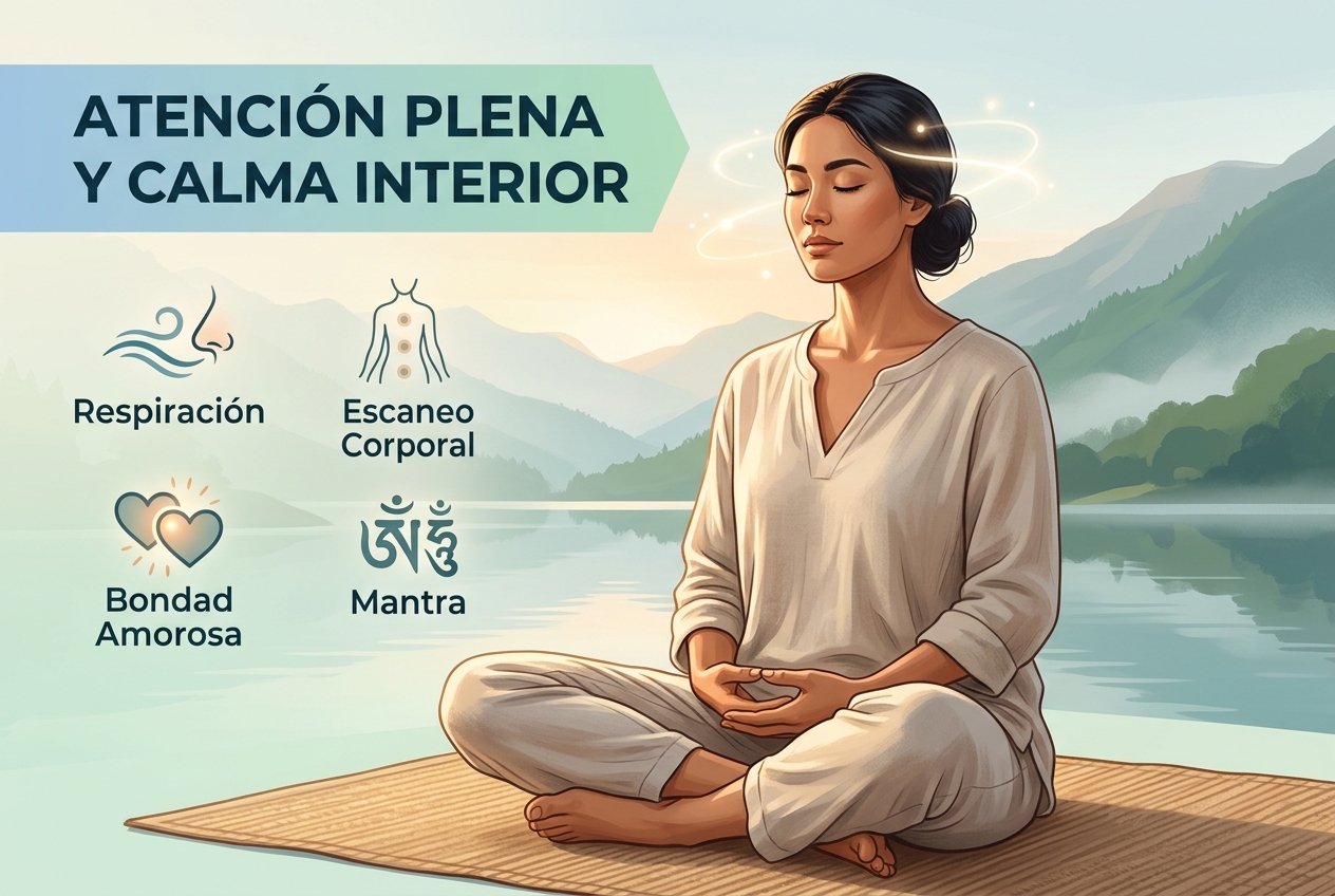 Técnicas Esenciales de Meditación para la Atención Plena Concentrada y la Calma Interior