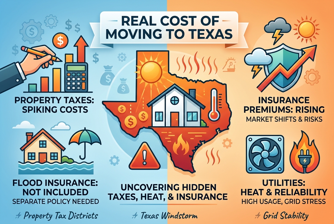 Moving to Texas Means Facing Hidden Taxes, Heat, Insurance, and Surprise Costs