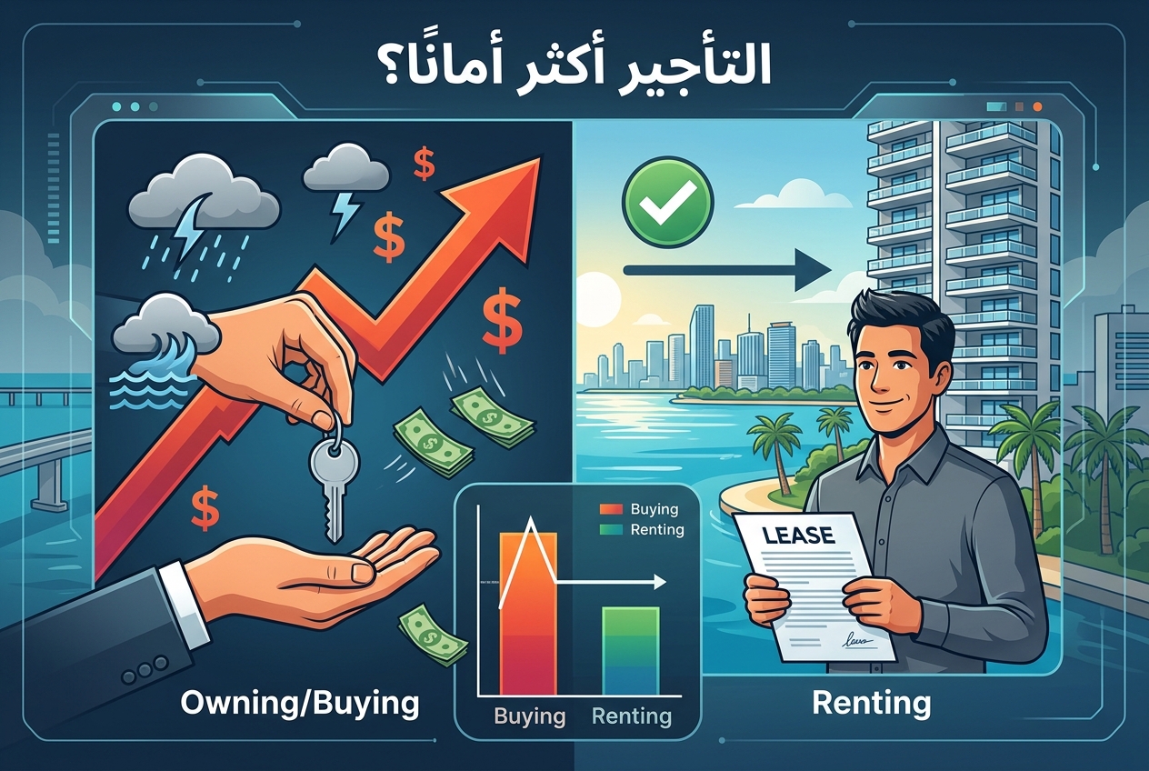 ارتفاع تكاليف التأمين ومخاطر المناخ يجعلان التأجير أكثر أمانًا من الشراء في ميامي