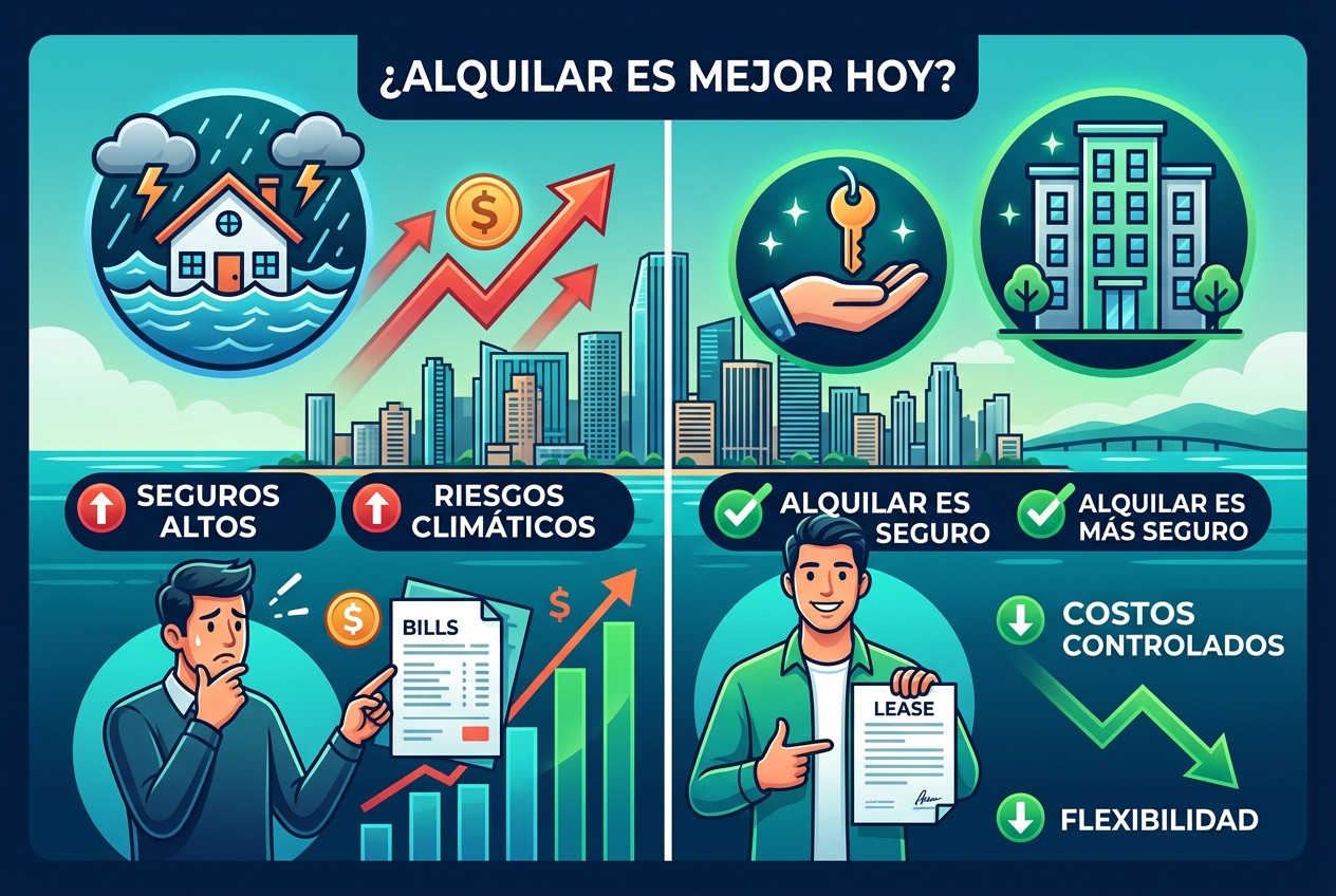 El aumento de los seguros y los riesgos climáticos hacen que alquilar sea más seguro que comprar en Miami