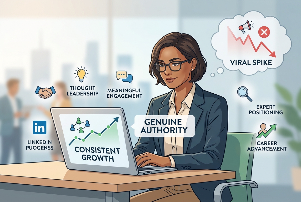 Consistent, Genuine LinkedIn Content Builds Career Authority, Not Viral Posts